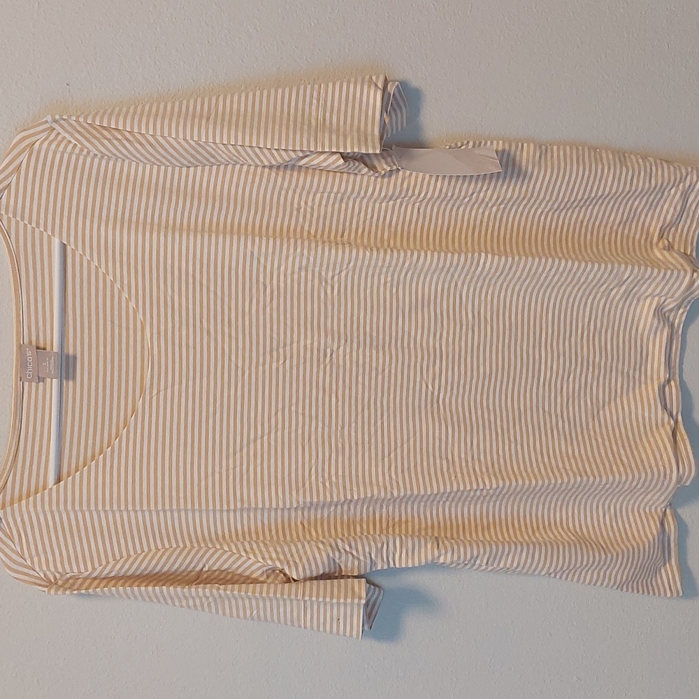 NWT Chico's Touch of Cool Striped Ballet Elbow Tee